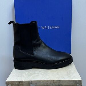 Stuart Weitzman Chelsea Henley Booties, Womens Black 38.5/8B